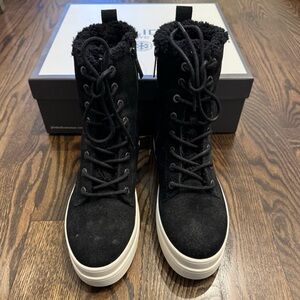 J Slides black suede winter boots